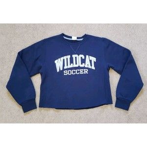 VTG Y2k Russell Athletic Wildcat Soccer Cropped Embroidered Sweatshirt Sz S